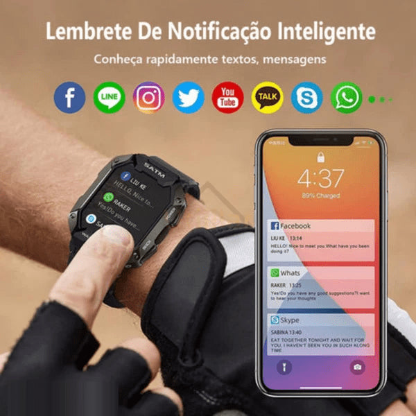 RELÓGIO TÁTICO INDESTRUTÍVEL - SMARTWATCH ARMY 4.0