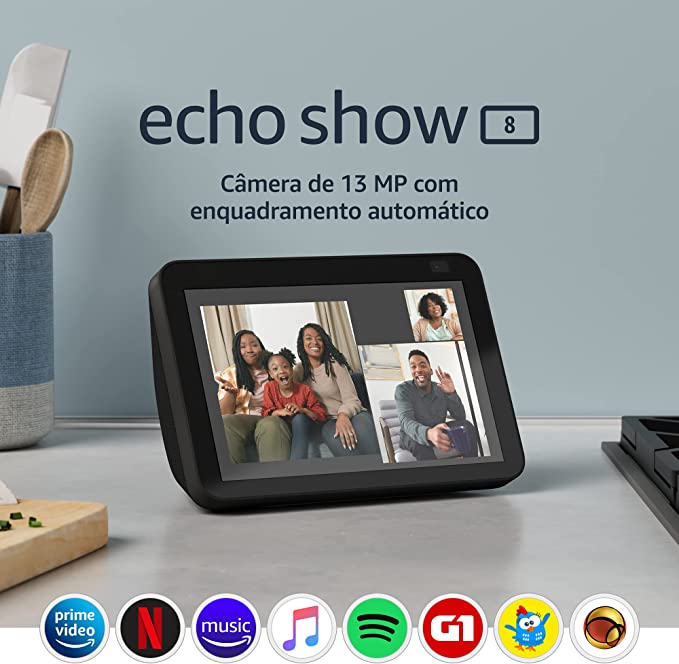 ALEXA - ECHO SHOW 8 (COM TELA E CÂMERA)